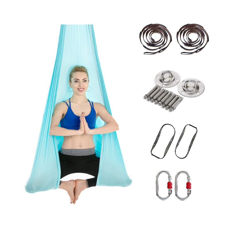 Home Gym Set - 5 x 2,8 m Stretch-Aerial-Yoga-Hängematten-Set, 40D