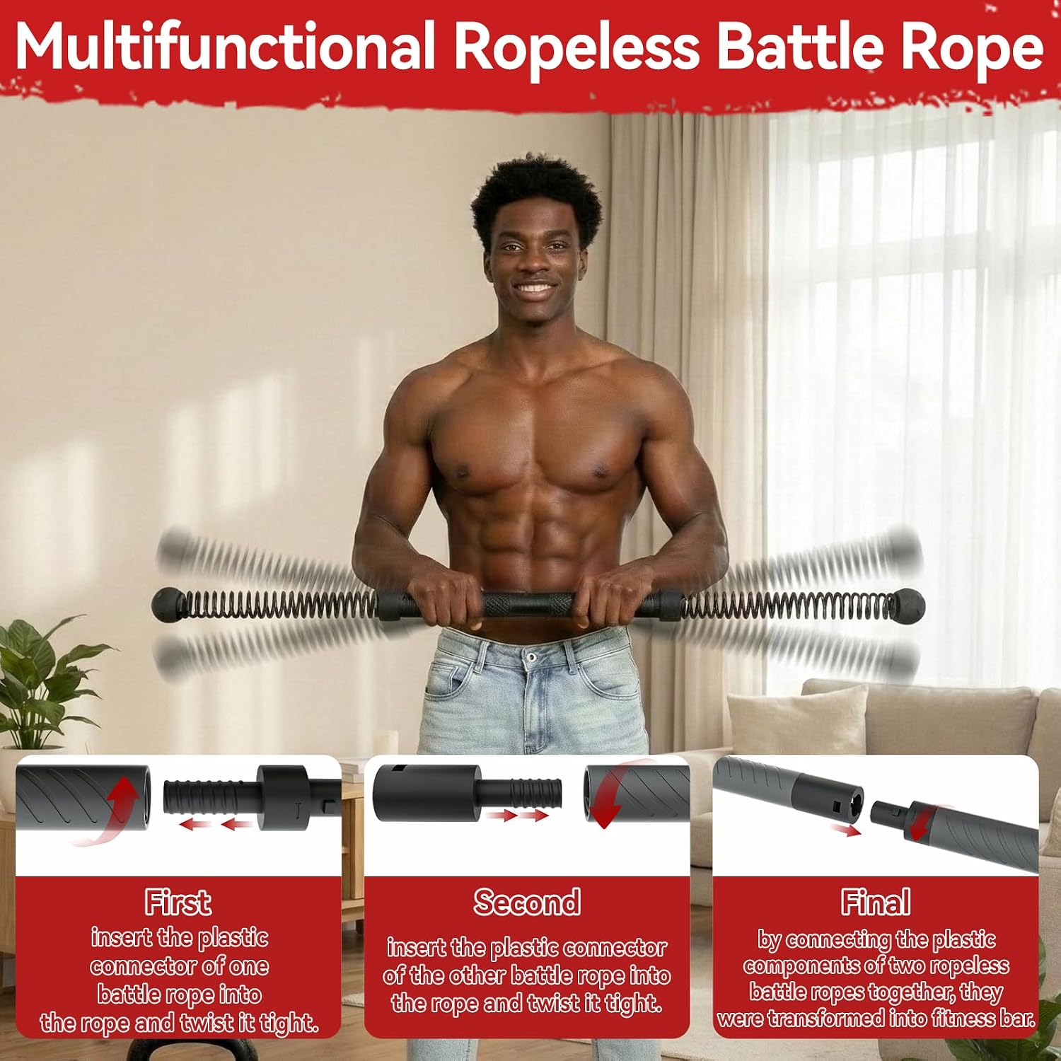 Home Gym Gear - 2-in-1 Verbessertes kabelloses Battle Rope Power